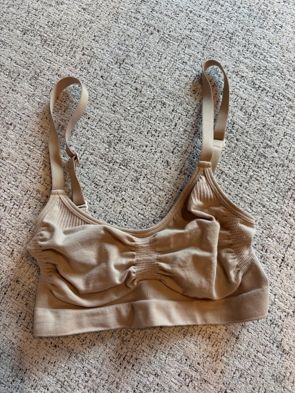 SKIMS Seamless Nude Ribbed Bralette with Adjustable Straps